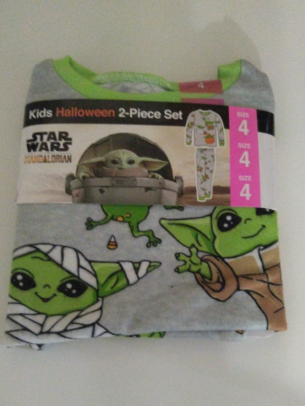 Star Wars The Mandalorian Grogu Pajama 2 Piece Set Gray New Size 4